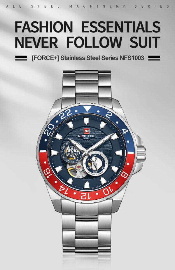NAVIFORCE NFS1003 Mechanical Watch Blue Red 9
