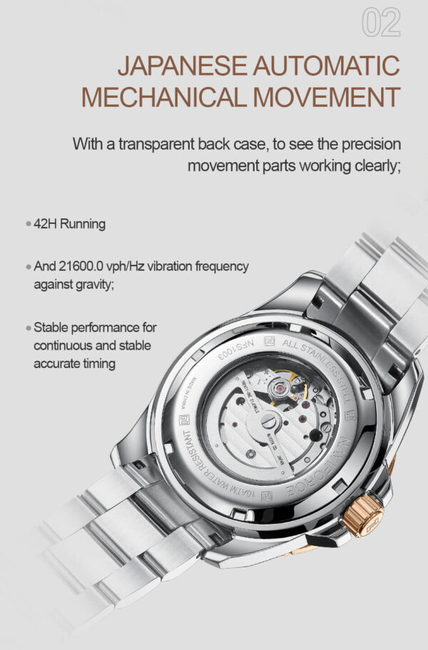 NAVIFORCE NFS1003 Mechanical Watch for Men Black Rose Gold 2