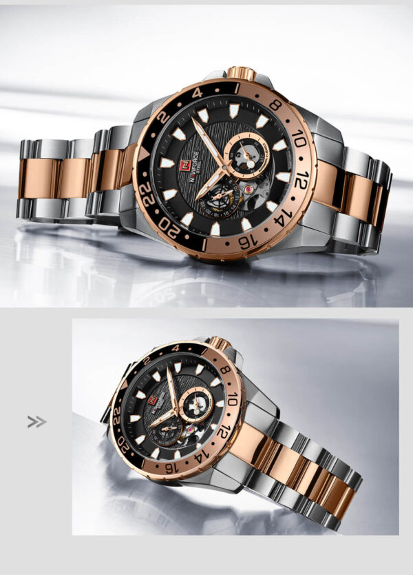 NAVIFORCE NFS1003 Mechanical Watch for Men Black Rose Gold 9 1