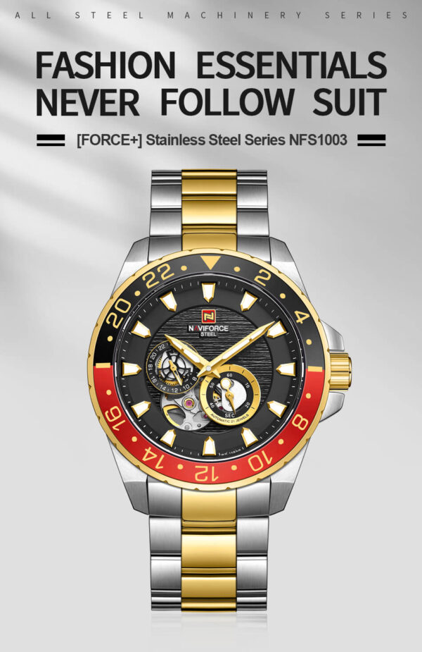 NAVIFORCE NFS1003 Men Analog Watch Yellow Black Red 5 1