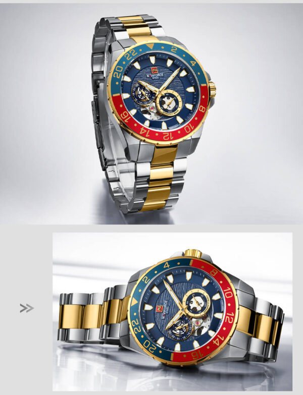 NAVIFORCE NFS1003 Men Waterproof Watch Yellow Blue Red 12 1