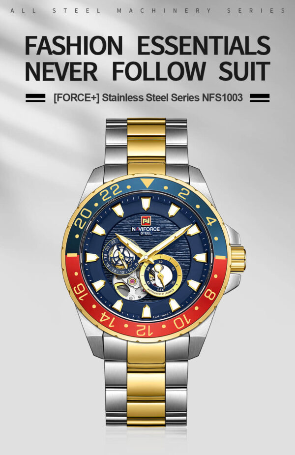 NAVIFORCE NFS1003 Men Waterproof Watch Yellow Blue Red 2 1