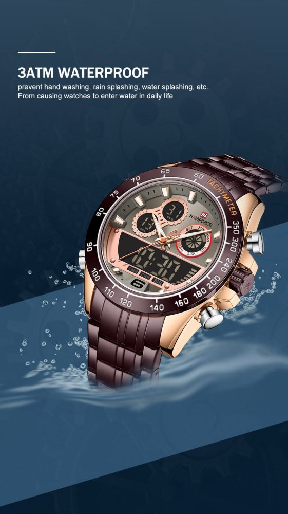 Naviforce NF9188 Waterproof Wristwatch Rose Gold Coffee