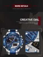 Naviforce Nf 9171 Luminous Hands Waterproof Wrist Watch Silver Blue 11