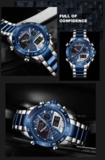 Naviforce Nf 9171 Luminous Hands Waterproof Wrist Watch Silver Blue 14