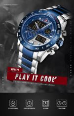 Naviforce Nf 9171 Luminous Hands Waterproof Wrist Watch Silver Blue 4