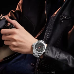 Naviforce NF9161 Men Casual Wristwatch Silver Black 4