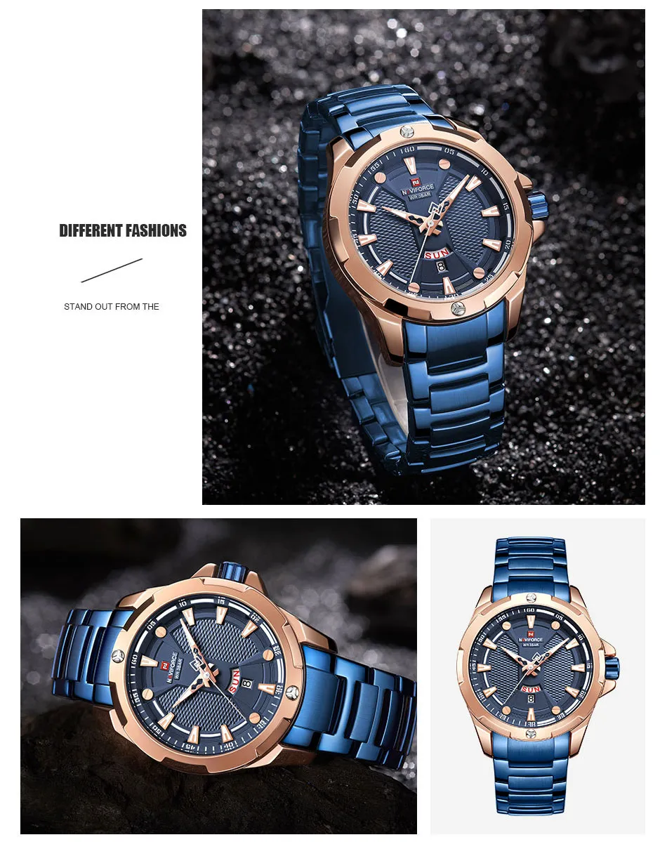 Naviforce NF9161 Wrist Watch Blue Rose Gold