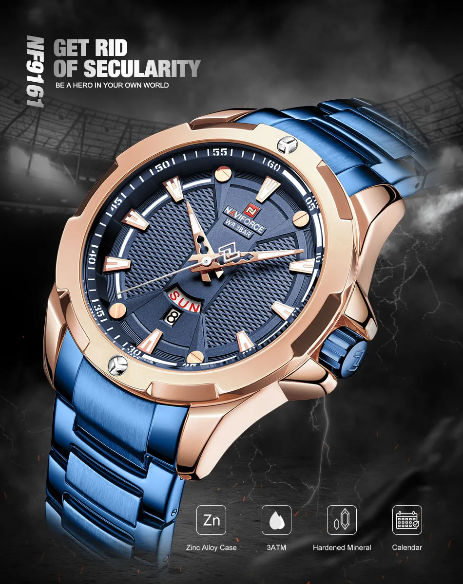 Naviforce NF9161 Wrist Watch Blue Rose Gold