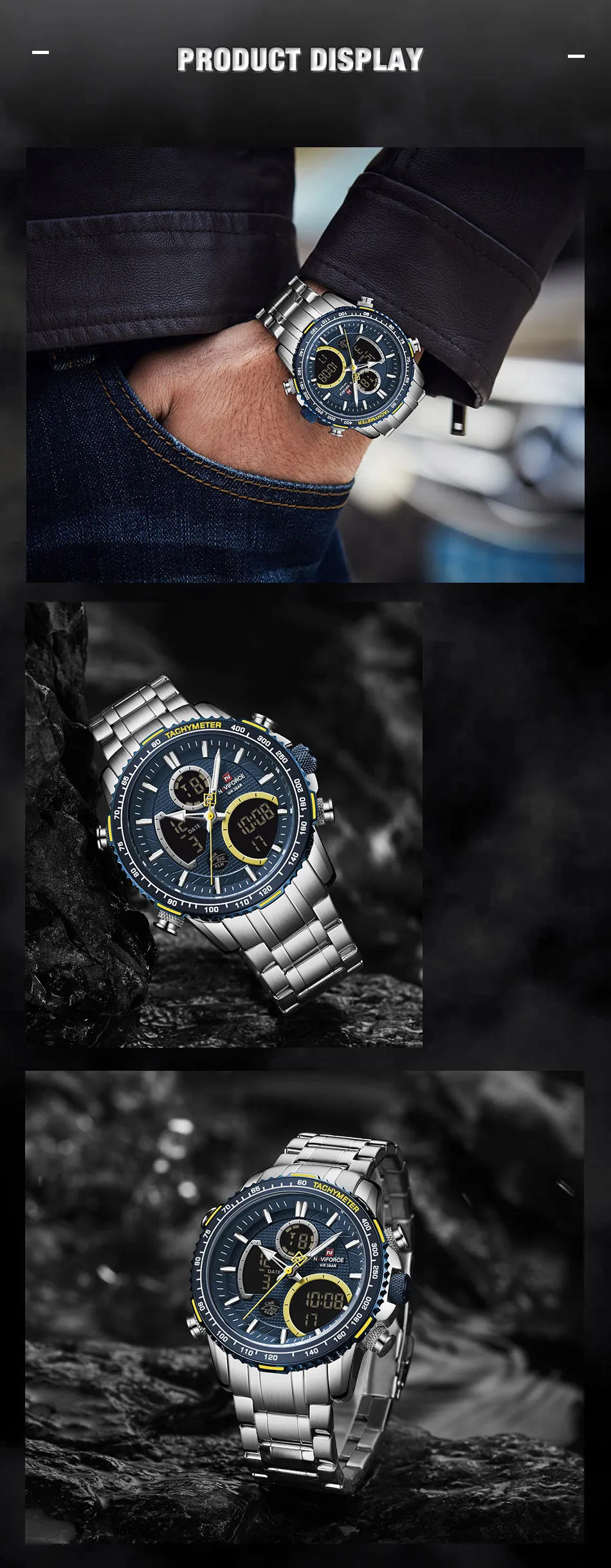 Naviforce-NF9182-Men-Wristwatch-Silver-Blue-1