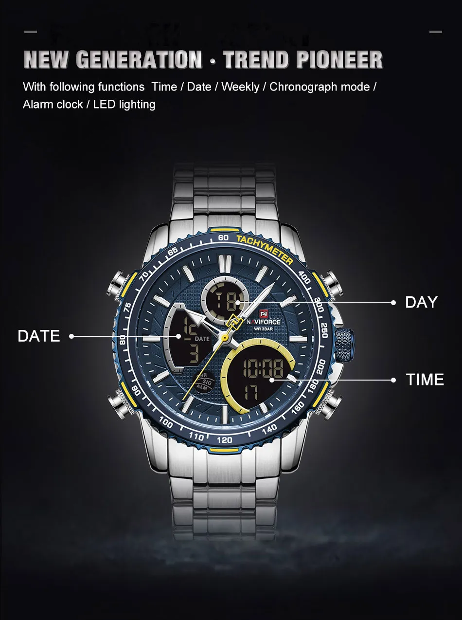 Naviforce-NF9182-Men-Wristwatch-Silver-Blue-4