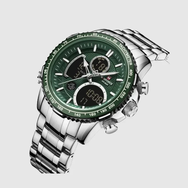 Naviforce-NF9182-Men-Wristwatch-Silver-Green-1