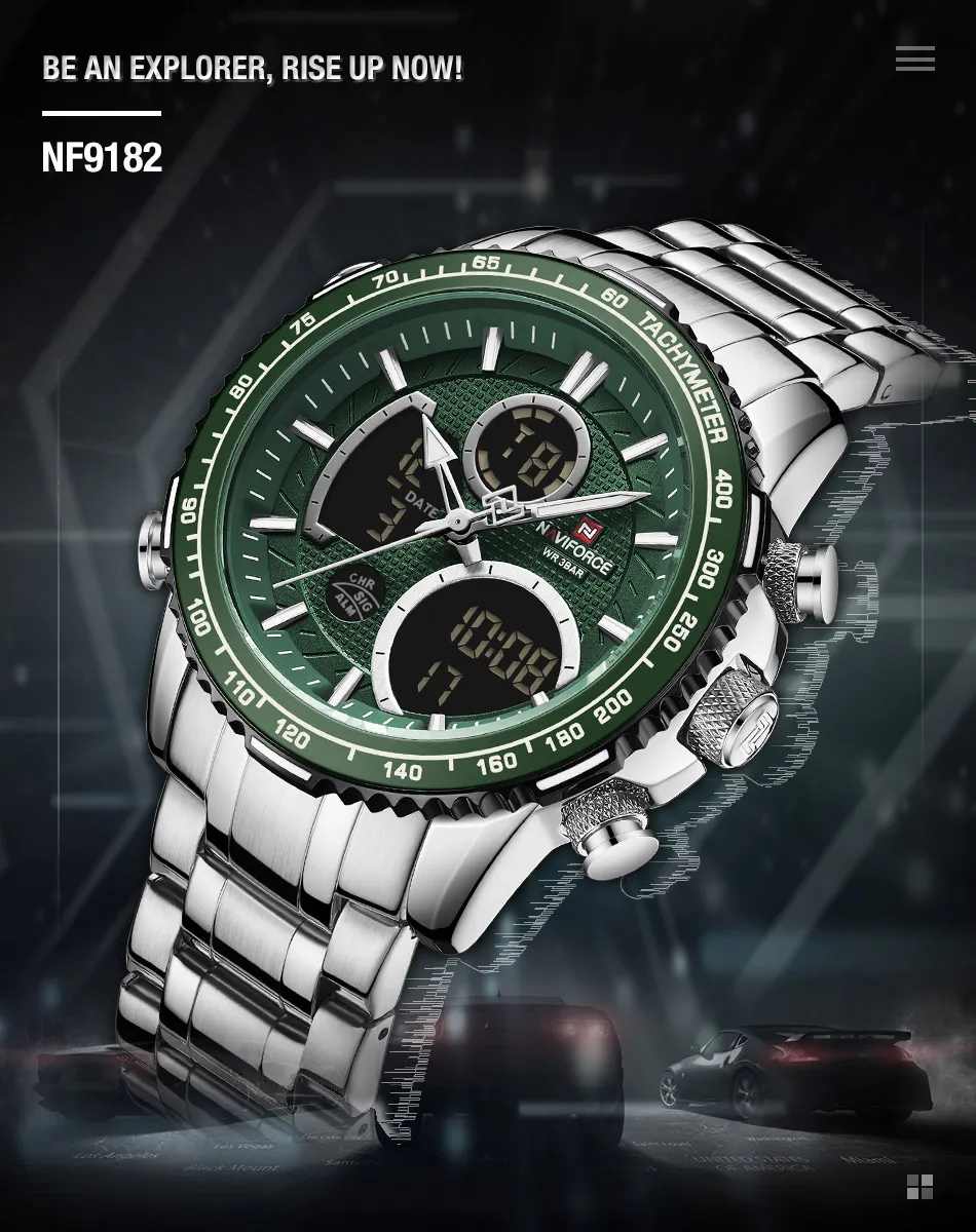 Naviforce-NF9182-Men-Wristwatch-Silver-Green-5