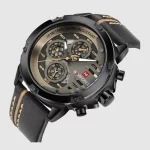 Naviforce Nf9110 Watch for Men Black Brown Leather Strap 2