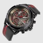Naviforce Nf9110 Watch for Men Black Red Leather Strap 1