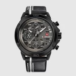 Naviforce Nf9110 Watch for Men Black White Leather Strap 1